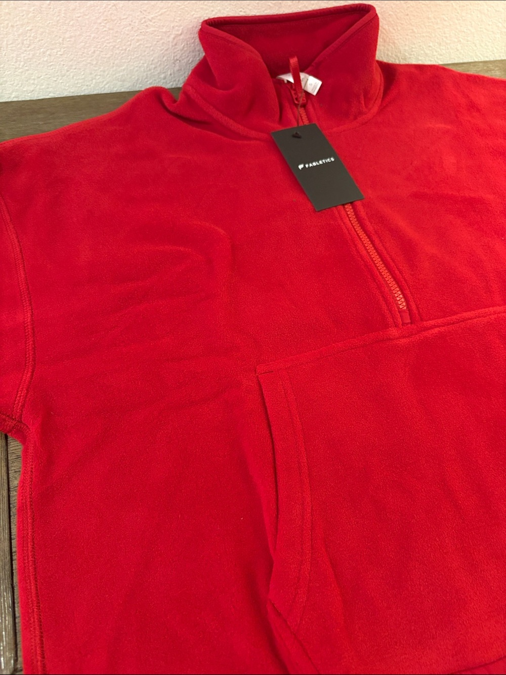 NWT [Fabletics] No Chill Fleece Half-Zip Cropped Pullover Sweater Red Women’s S - Picture 6 of 16